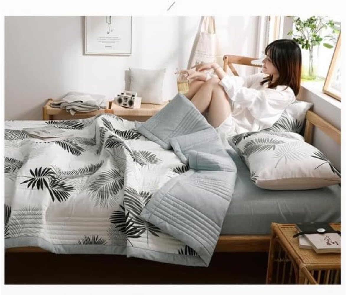 Feiangel ベッドスプレッドプリントキルトシングルダブルスーパー